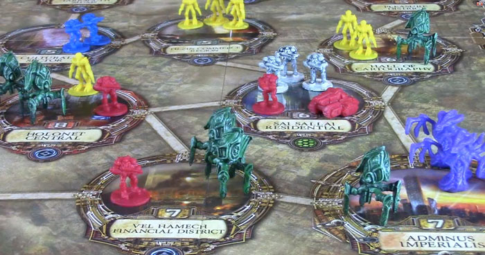 Rex board game with figures from Risk: Starcraft